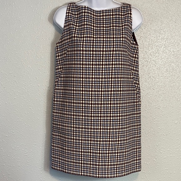 Rebecca Taylor Techy Houndstooth Mini Shift Dress in Maroon Baby Blue & White - Picture 9 of 9